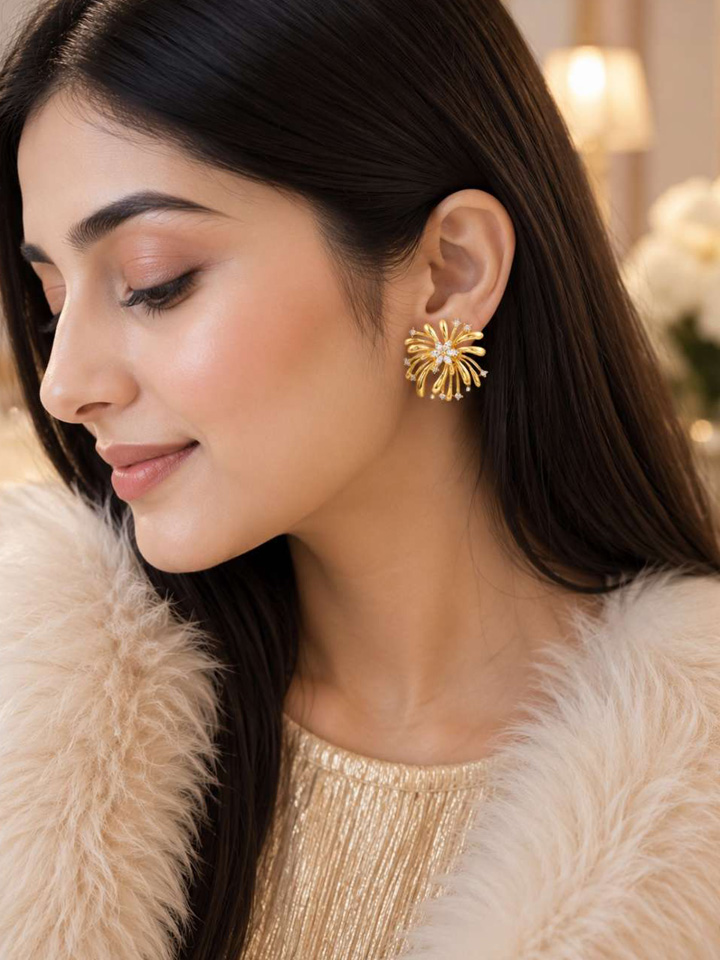 Solara Crystal Bloom Stud Earrings