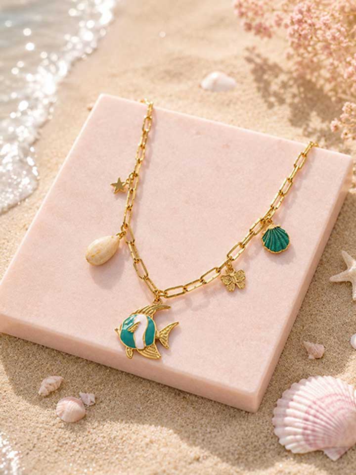 Beach Charm Link Necklace