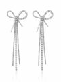 Crystal Bow Tassel Earrings