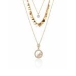 Golden Heart and Leaf Layered Pendant