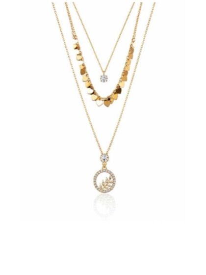 Golden Heart and Leaf Layered Pendant