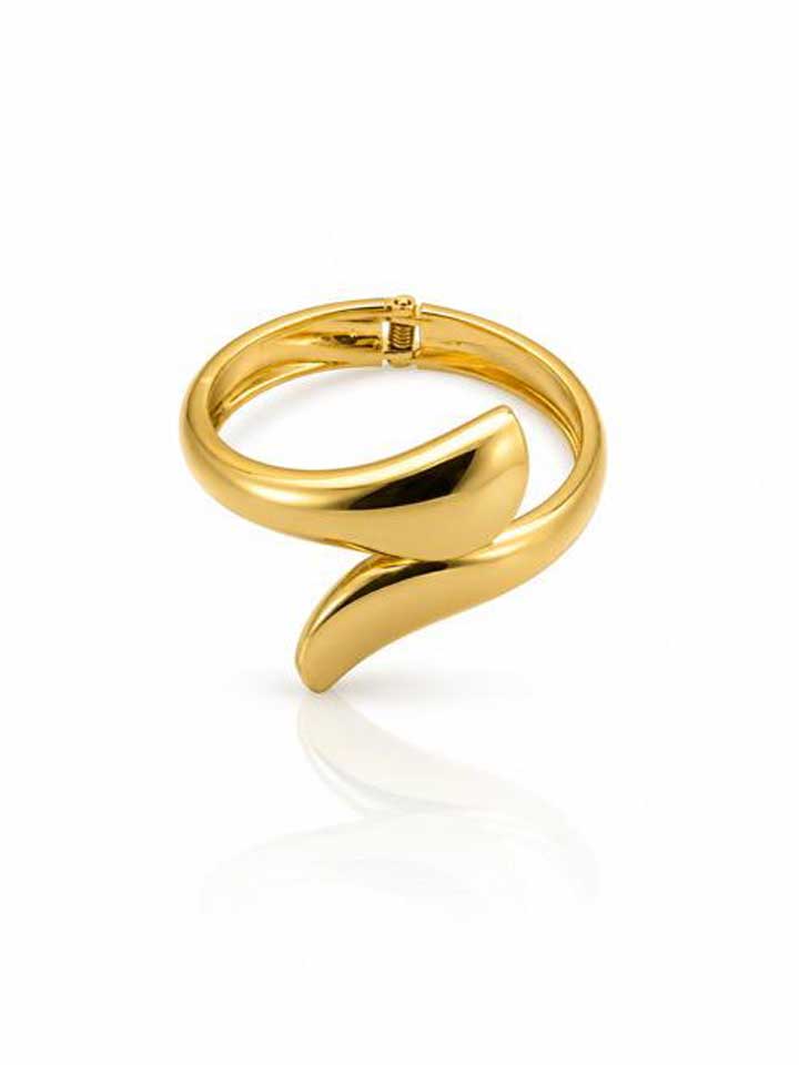 Golden Sculpted Wave Cuff Bracelet