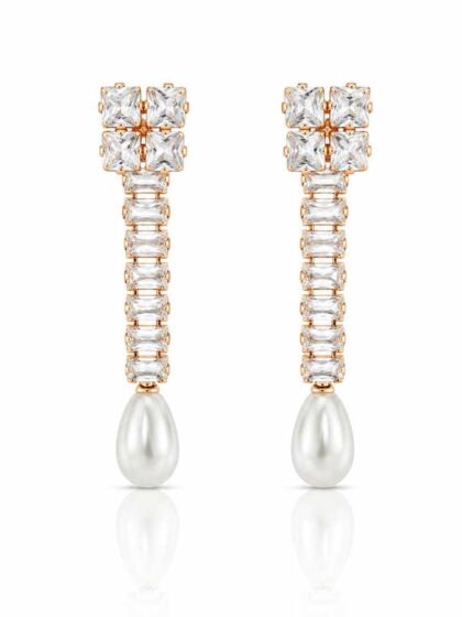 Pearl Crystal Shine Drop Earrings