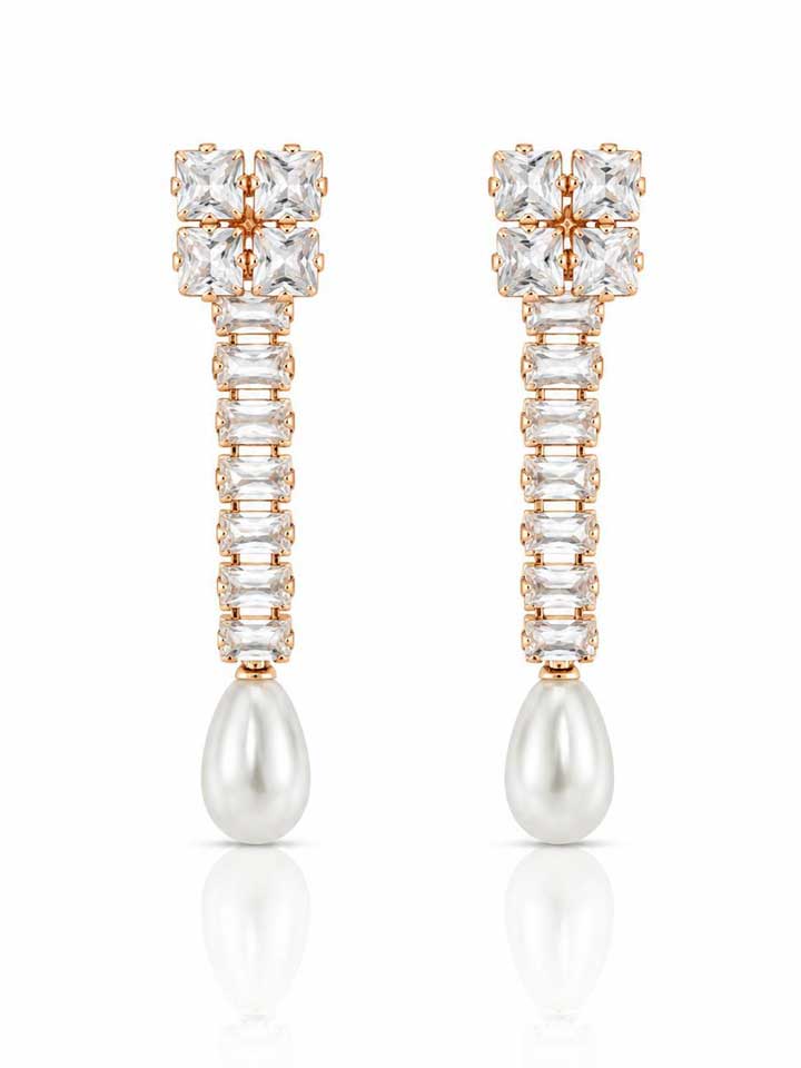 Pearl Crystal Shine Drop Earrings