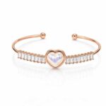 Pearl Heart Crystal Open Bangle