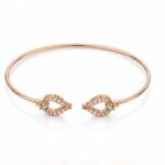 Rosé Crystal Leaf Open Bangle