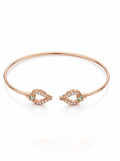 Rosé Crystal Leaf Open Bangle