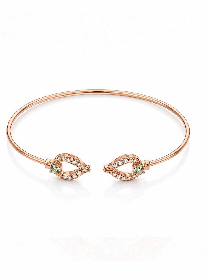 Rosé Crystal Leaf Open Bangle