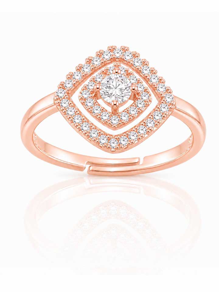 Rosy Square sparkle Ring