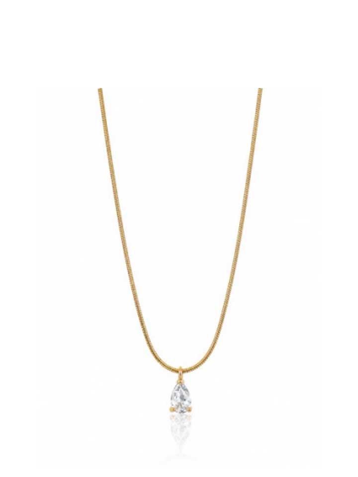 Solitaire Teardrop Pendant Necklace