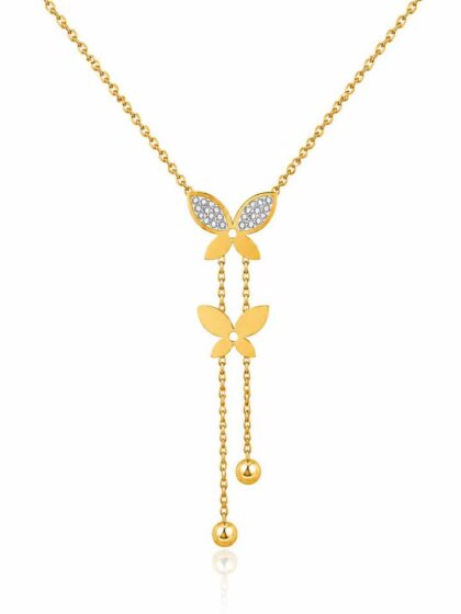 Twin Butterfly Golden Necklace