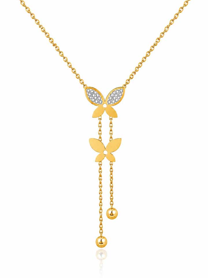 Twin Butterfly Golden Necklace